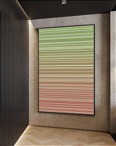 Quadro Vertical Abstrato Degradê Listras Rosa Salmão Verde Menta Canvas Moldura
