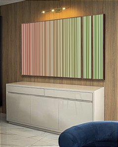 Trio de Quadros Estilizados Abstrato Degradê Listras Rosa Salmão Verde Menta Canvas Moldura