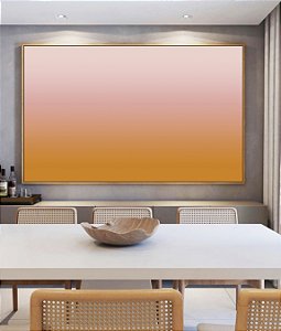 Quadro Horizontal Abstrato Degradê Coral e Marfim Canvas Moldura