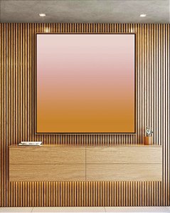 Quadro Quadrado Abstrato Degradê Coral e Marfim Canvas Moldura