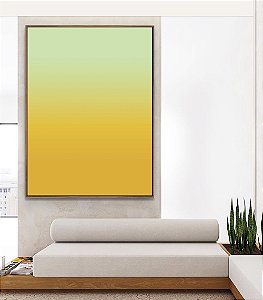 Quadro Vertical Abstrato Degradê Amarelo Ouro Verde Menta Canvas Moldura