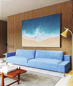 Quadro Horizontal Mar Calmo Azul Intenso Praia Natureza Canvas Moldura