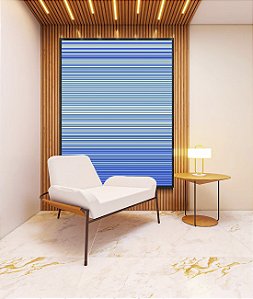 Quadro Vertical Abstrato Degradê Listras Azul Bebê Azul Royal Canvas Moldura