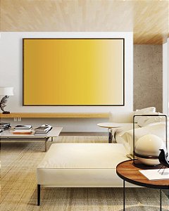 Quadro Horizontal Abstrato Degradê Amarelo Ouro e Areia Canvas Moldura