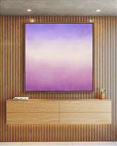 Quadro Quadrado Abstrato Roxo Lavanda Branco Rosa Claro Canvas Moldura