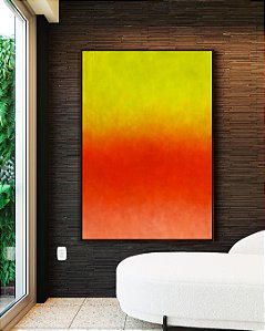 Quadro Vertical Abstrato Degradê Verde Limão Laranja Tangerina Canvas Moldura