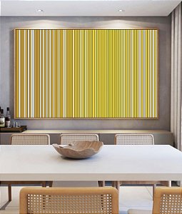 Quadro Horizontal Abstrato Degradê Listras Dourado Amarelo Ouro Areia Canvas Moldura
