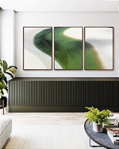 Trio de Quadros Mar Turquesa Dunas de Areia Branca Natureza Canvas Moldura