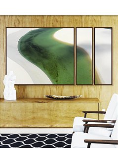 Trio de Quadros Estilizados Mar Turquesa Dunas de Areia Branca Natureza Canvas Moldura