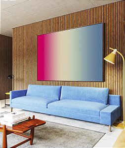 Quadro Horizontal Degradê Rosa Choque Areia Azul Canvas Moldura