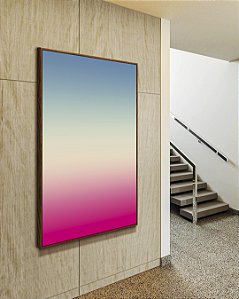 Quadro Vertical Degradê Rosa Choque Areia Azul Canvas Moldura