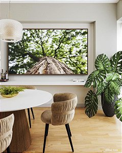 Quadro Horizontal Árvore Folhas Verdes e Tronco Paisagem Canvas Moldura