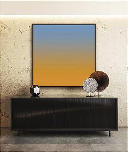 Quadro Quadrado Abstrato Degradê Laranja Tangerina Azul Canvas Moldura
