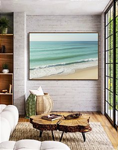 Quadro Horizontal Praia de Mar Calmo Turquesa Natureza Canvas Moldura