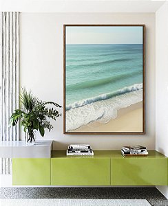 Quadro Vertical Praia de Mar Calmo Turquesa Natureza Canvas Moldura