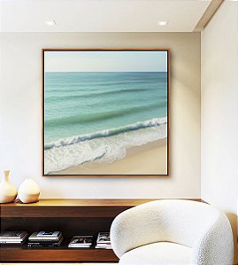 Quadro Quadrado Praia de Mar Calmo Turquesa Natureza Canvas Moldura