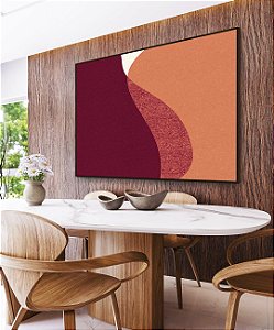 Quadro Horizontal Abstrato Vermelho Carmim Rosa Salmão Minimalista Canvas Moldura