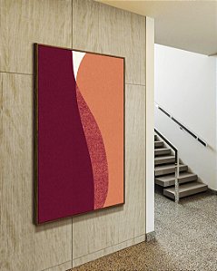 Quadro Vertical Abstrato Vermelho Carmim Rosa Salmão Minimalista Canvas Moldura