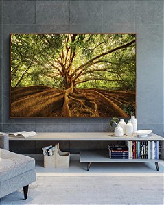 Quadro Horizontal Árvore Folhas Raízes Natureza Imponente Canvas Moldura
