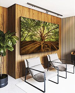 Duo de Quadros Árvore Folhas Raízes Natureza Imponente Canvas Moldura