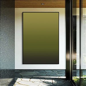 Quadro Vertical Abstrato Degradê Verde Oliva Canvas Moldura