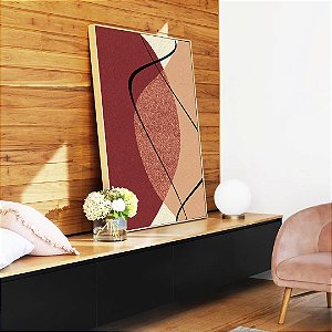 Quadro Vertical Abstrato Minimalista Rosa Vermelho Telha Canvas Moldura