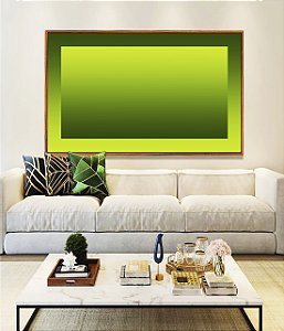 Quadro Horizontal Abstrato Degradê Margem Tons de Verde Canvas Moldura