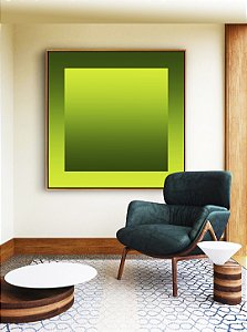 Quadro Quadrado Abstrato Degradê Margem Tons de Verde Canvas Moldura