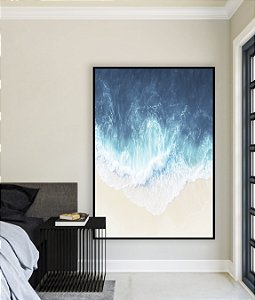 Quadro Vertical Praia de Mar Azul Intenso Natureza Canvas Moldura