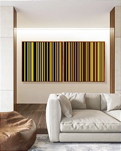 Duo de Quadros Quadrados Abstrato Degradê Listras Geométrico Amarelo Dourado Marrom Canvas Moldura