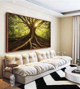 Quadro Horizontal Árvore Folhas Verdes Paisagem Natureza Canvas Moldura