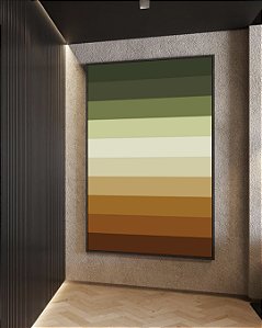Quadro Vertical Abstrato Degradê Geométrico Marrom Terra Verde Oliva Canvas Moldura