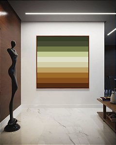 Quadro Quadrado Abstrato Degradê Geométrico Marrom Terra Verde Oliva Canvas Moldura