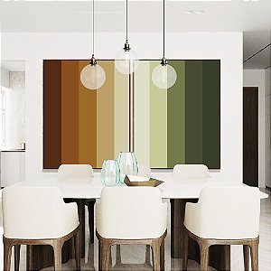 Duo de Quadros Abstrato Degradê Geométrico Marrom Terra Verde Oliva Canvas Moldura