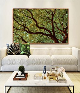 Quadro Horizontal Copa de Árvore Céu Azul Turquesa Natureza Canvas Moldura