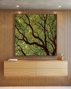Quadro Quadrado Copa de Árvore Céu Azul Turquesa Natureza Canvas Moldura