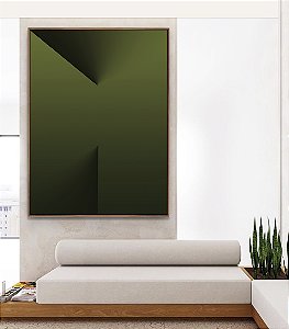 Quadro Vertical Abstrato Degradê Tons de Verde Efeito Canvas Moldura