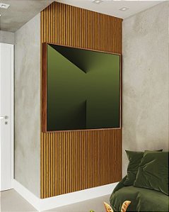 Quadro Quadrado Abstrato Degradê Tons de Verde Efeito Canvas Moldura