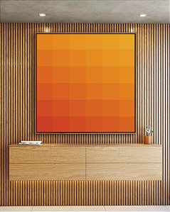 Quadro Quadrado Abstrato Geométrico Degradê Laranja Amarelo Canvas Moldura