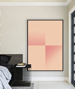 Quadro Vertical Abstrato Geométrico Degradê Tons de Rosa Canvas Moldura
