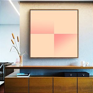 Quadro Quadrado Abstrato Geométrico Degradê Tons de Rosa Canvas Moldura