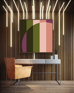 Quadro Quadrado Abstrato Geométrico Rosa Verde Arte Canvas Moldura