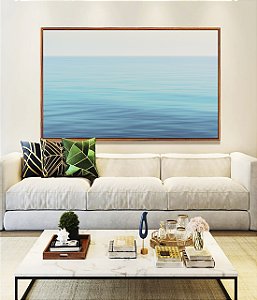 Quadro Horizontal Mar Azul Claro e Calmo Natureza Canvas Moldura