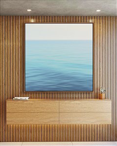 Quadro Quadrado Mar Azul Claro e Calmo Natureza Canvas Moldura
