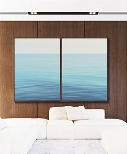 Duo de Quadros Mar Azul Claro e Calmo Natureza Canvas Moldura