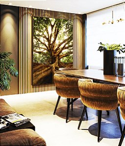 Quadro Vertical Árvore Folhas e Raízes Sol Natureza Canvas Moldura