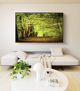 Quadro Horizontal Caminho Entre Árvores Floresta Natureza Canvas Moldura