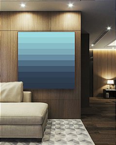 Quadro Quadrado Abstrato Degradê Geométrico Azul Turquesa Canvas Moldura