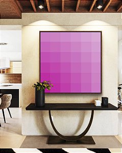 Quadro Quadrado Abstrato Degradê Geométrico Rosa Canvas Moldura