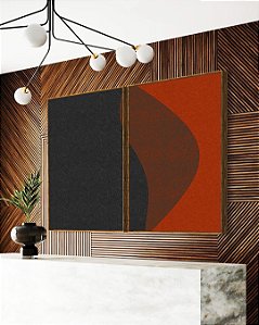 Duo de Quadros Abstrato Preto Vermelho Telha Textura Minimalista Canvas Moldura